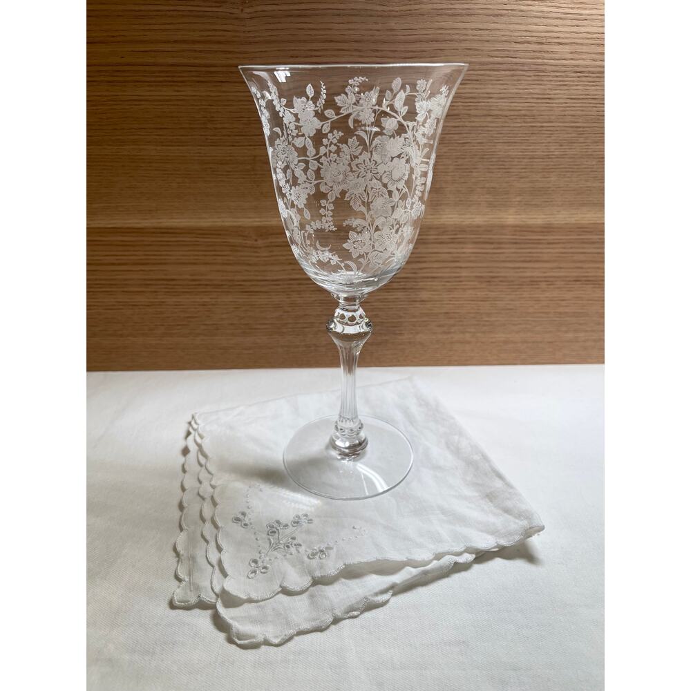 Tiffin Franciscan Rambling Rose water goblet floral pattern